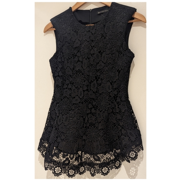 ZARA Black Lace Sleeveless Top~Size Small - Picture 2 of 5